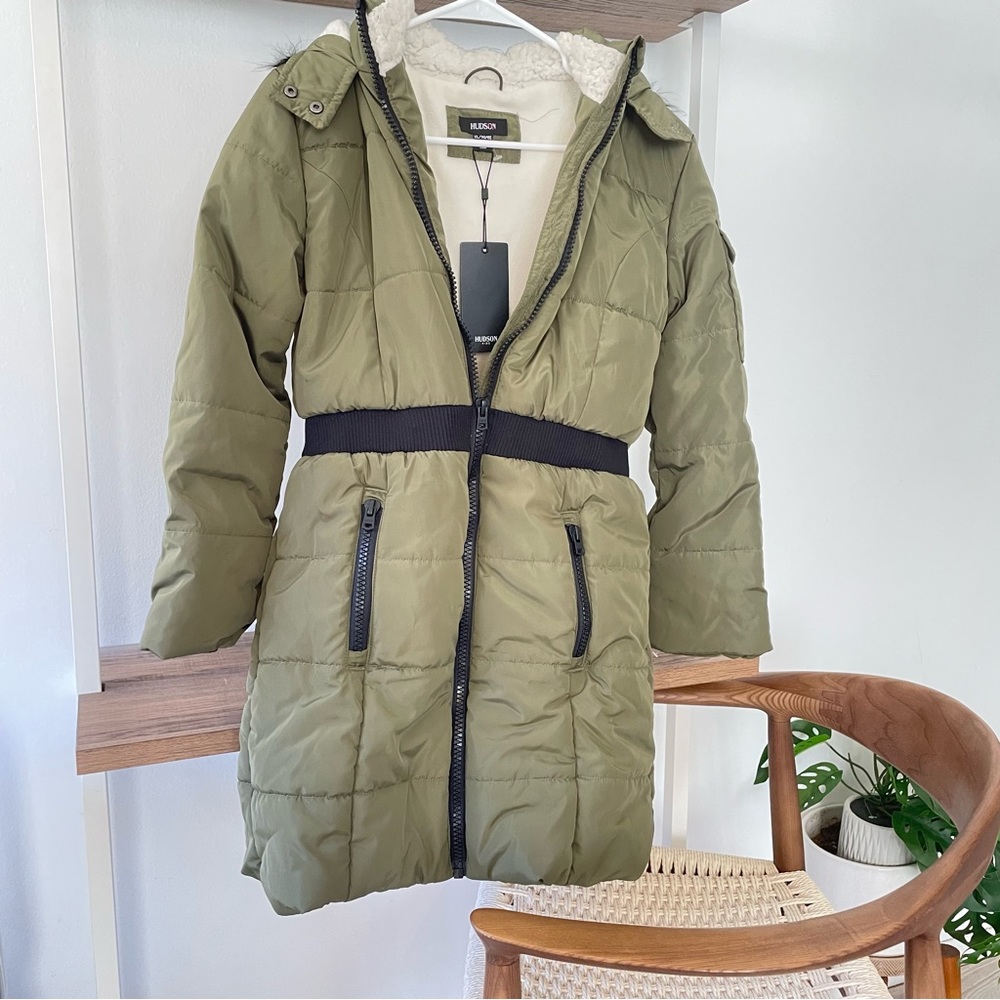 Hudson Kids Unisex Fur Hood Winter Moss Long Puffer Jacket/Sz: XL